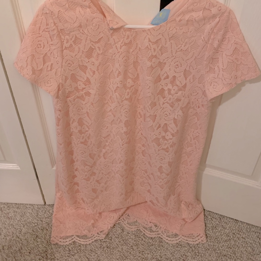 CeCe Blush Pink lace shirt sleeve dress